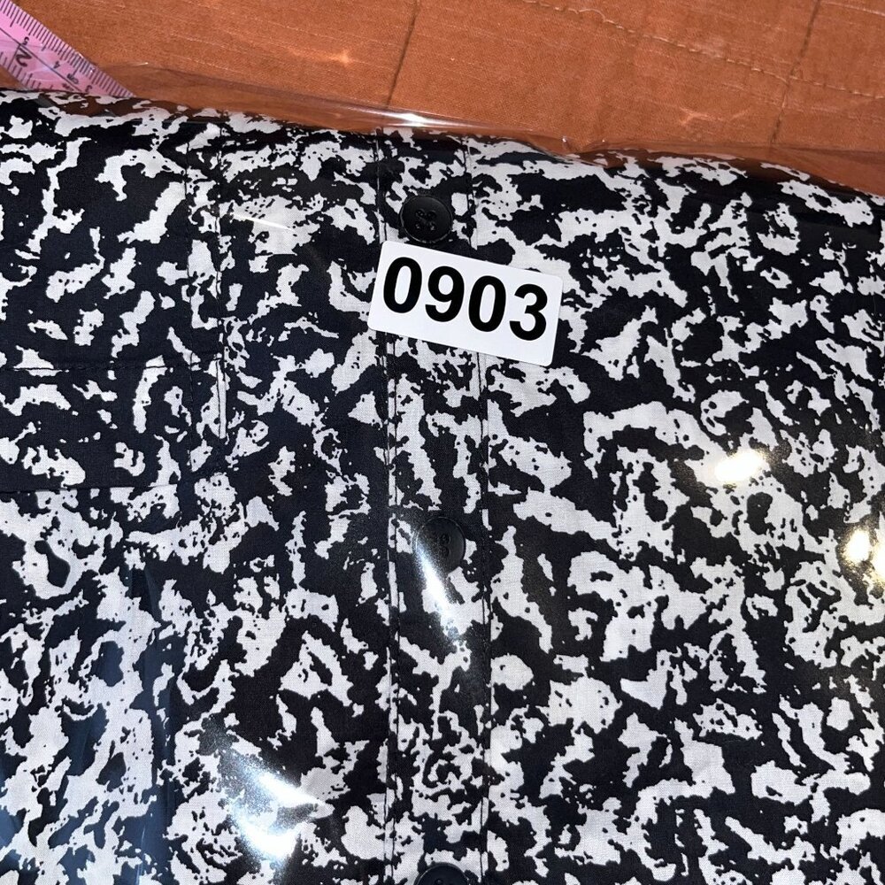 Pistola Sam Black and White Cotton Floral Long Sleeve Shirt Dress Small S - Picture 9 of 9